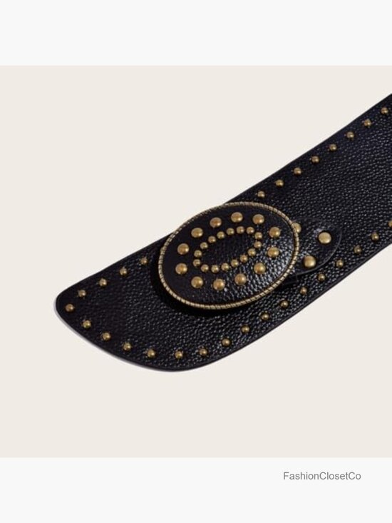 PU Leather Wide Oval Buckle Cinch Waist Belt for Jeans Dress Overcoat main image 4